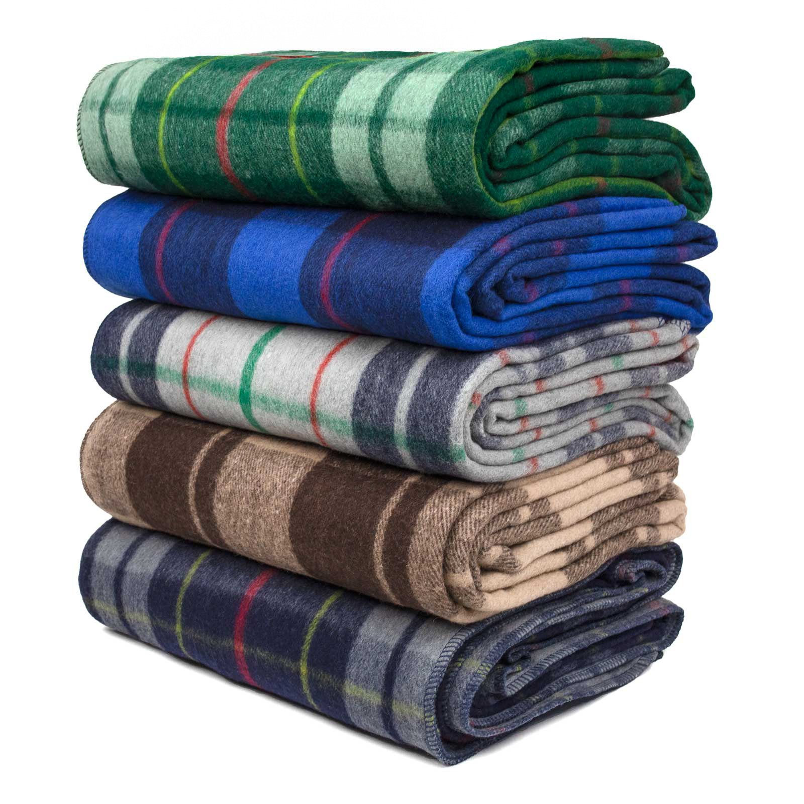 SwissLink Classic Plaid Wool Blanket Bundle