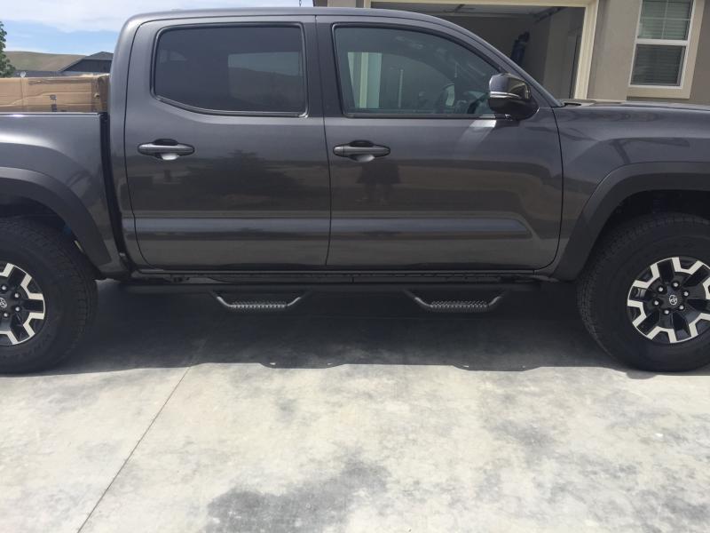 N-Fab 2016+ Tacoma Double Cab Wheel To Wheel - 2" Main Tube - TEXTURED BLACK