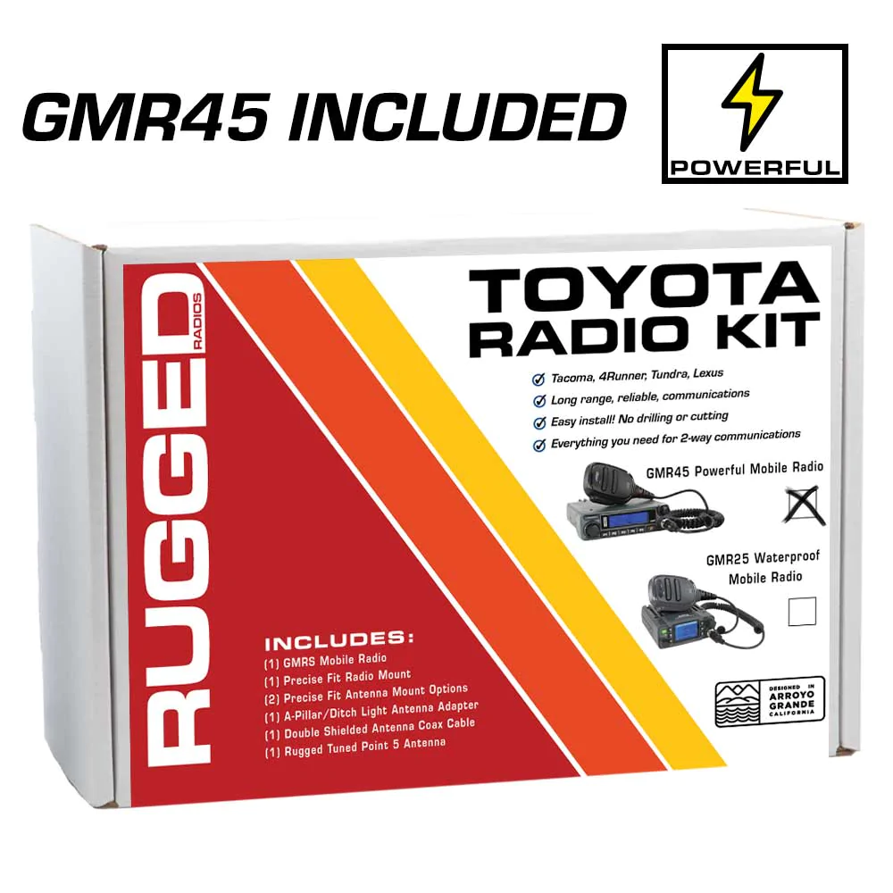 Rugged Radios TK3 Toyota Radio Kit - with GMR45 POWER HOUSE Mobile Radio for Tacoma - 4Runner - Tundra - Lexus