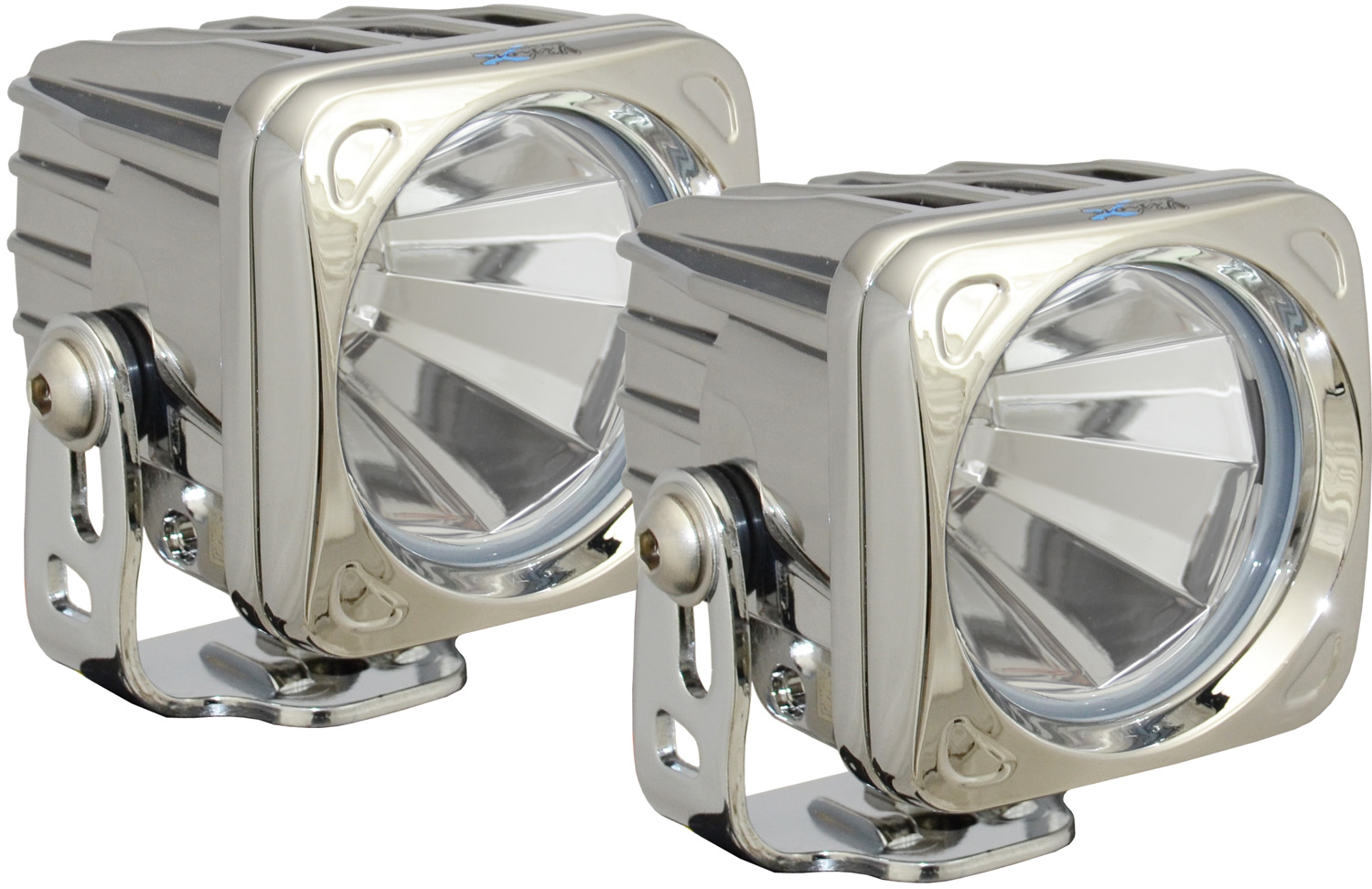 OPTIMUS SQUARE CHROME 1 10W LED 60? FLOOD KIT OF 2 LIGHTS