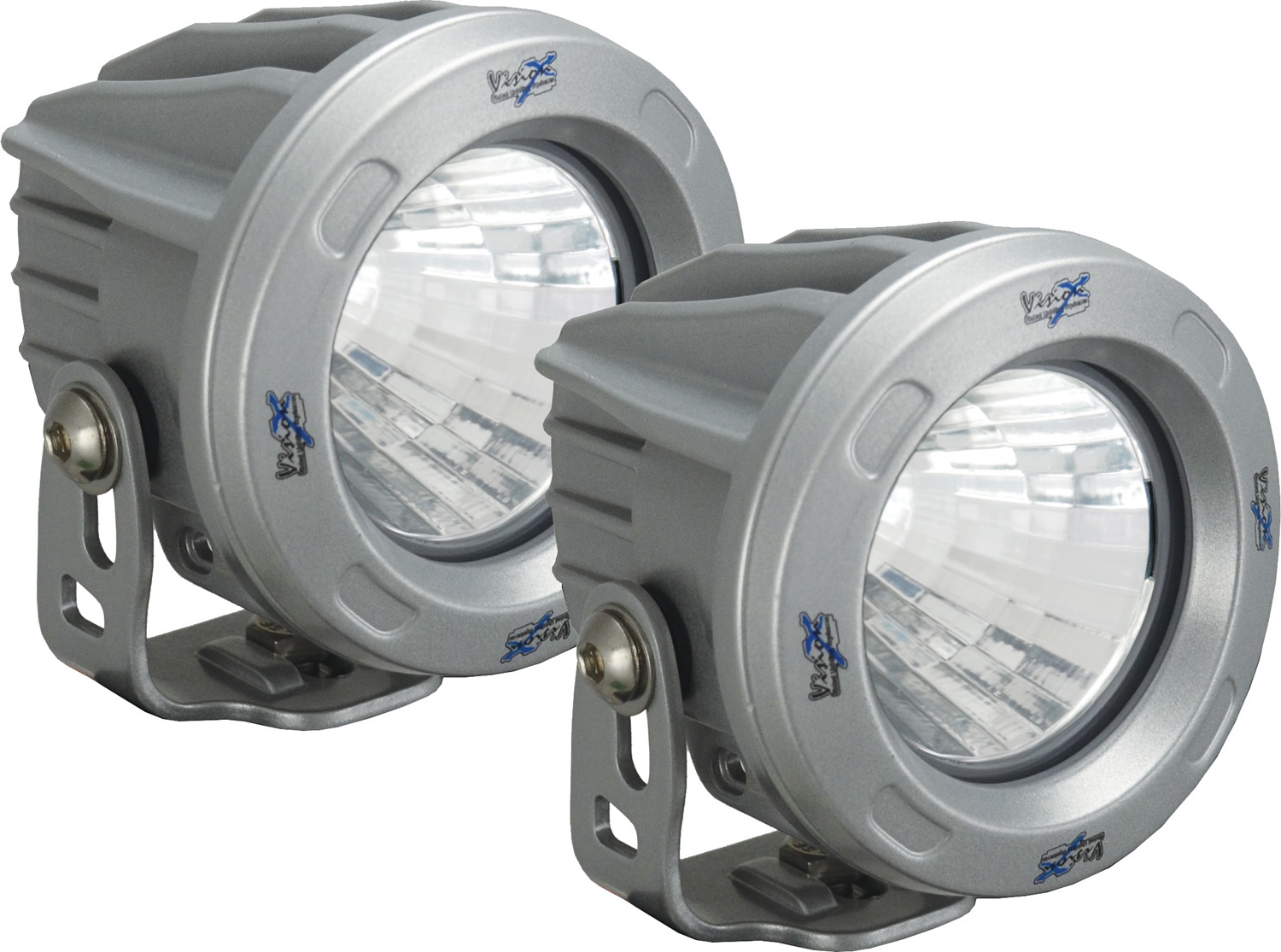 OPTIMUS ROUND SILVER 1 10W LED 60? FLOOD KIT OF 2 LIGHTS