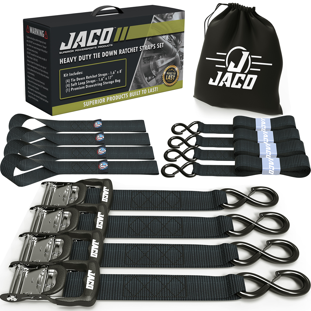 JACO Tie Down Ratchet Straps (Heavy Duty) 1.6 in x 8 ft